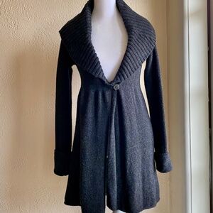 Vince charcoal cardigan sweater with shawl collar and single button clos…
